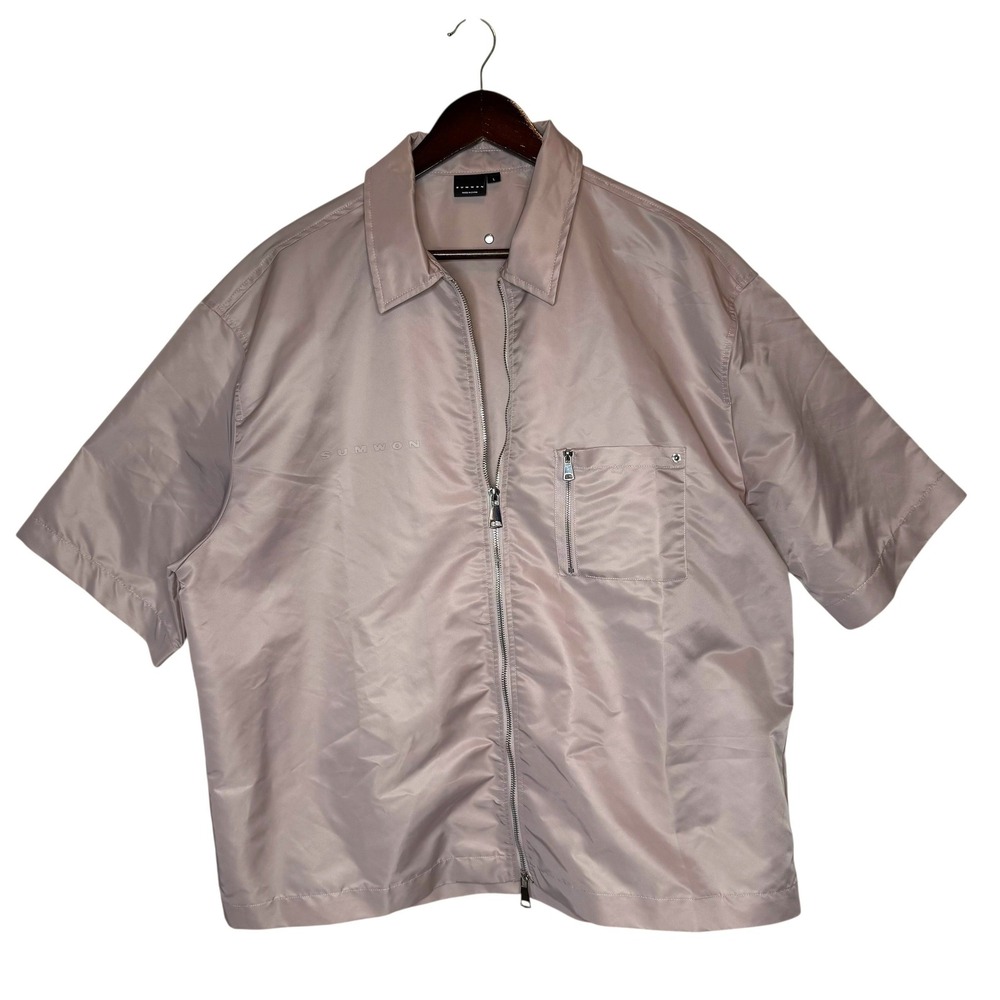 Sumwon Men's Boxy Short Sleeve Jacket Top Pink size Large